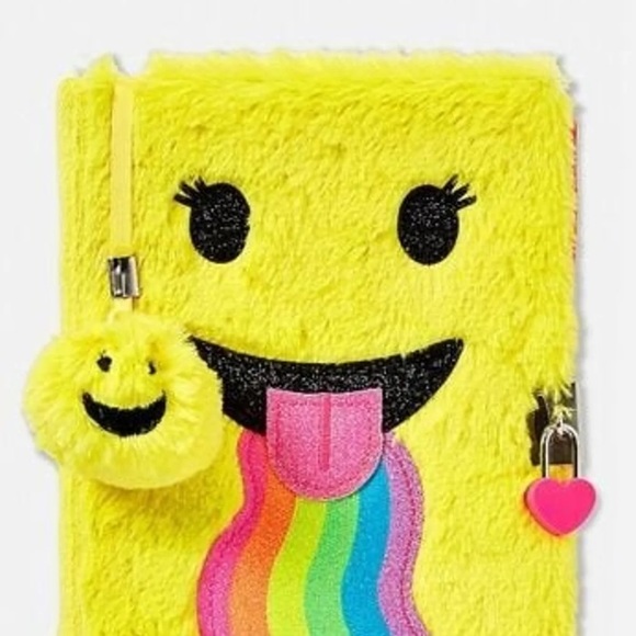 Rainbow Fuzzy Fur Smiley Emoji Journal Diary - Picture 3 of 7